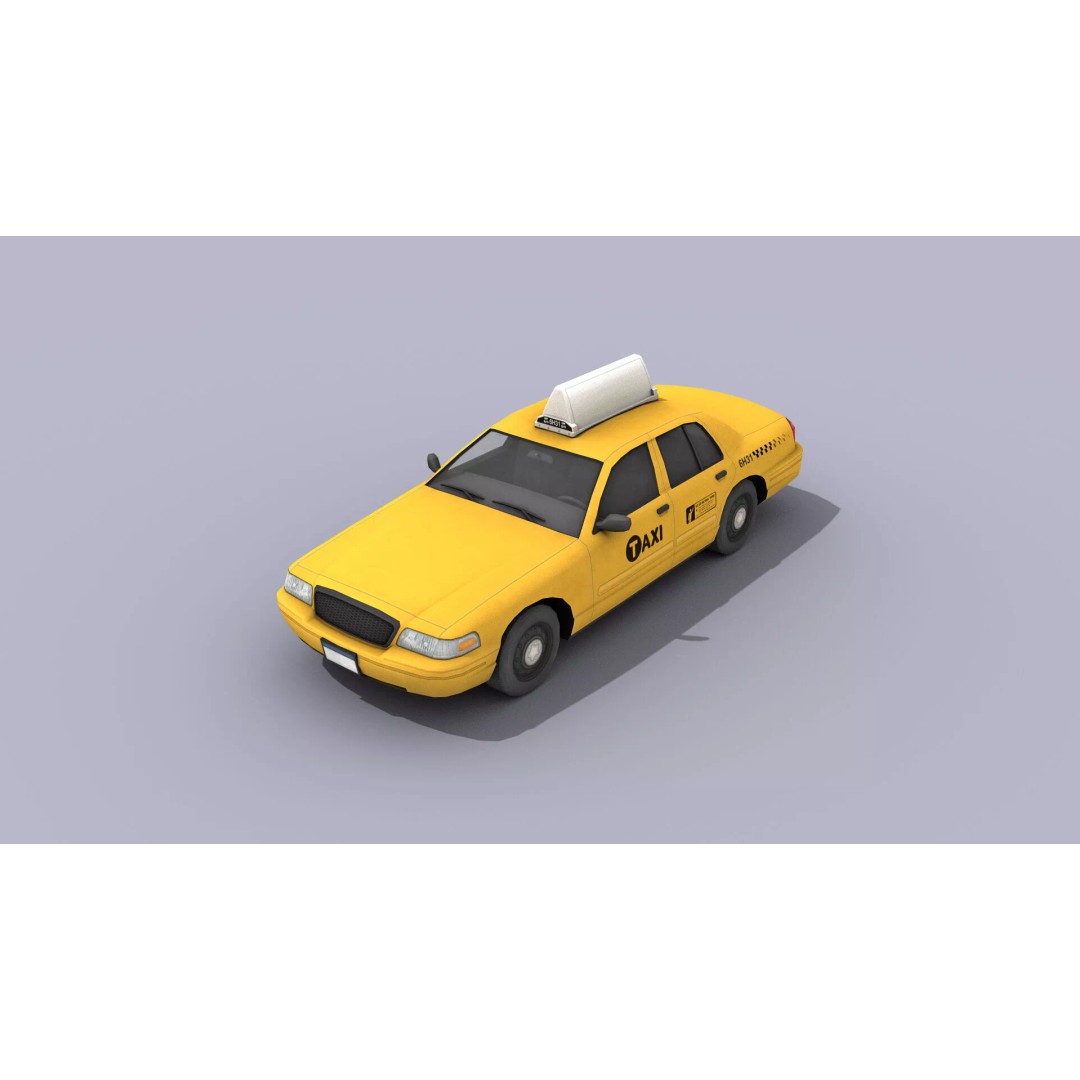 New York Taxi Car 3D Model – Low Poly Game Asset, FBX, Unity, Unreal - View 5