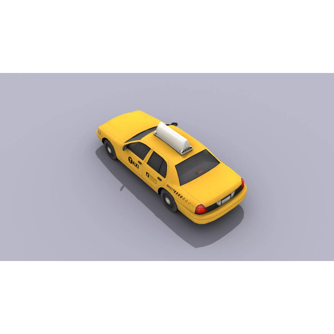 New York Taxi Car 3D Model – Low Poly Game Asset, FBX, Unity, Unreal - View 6