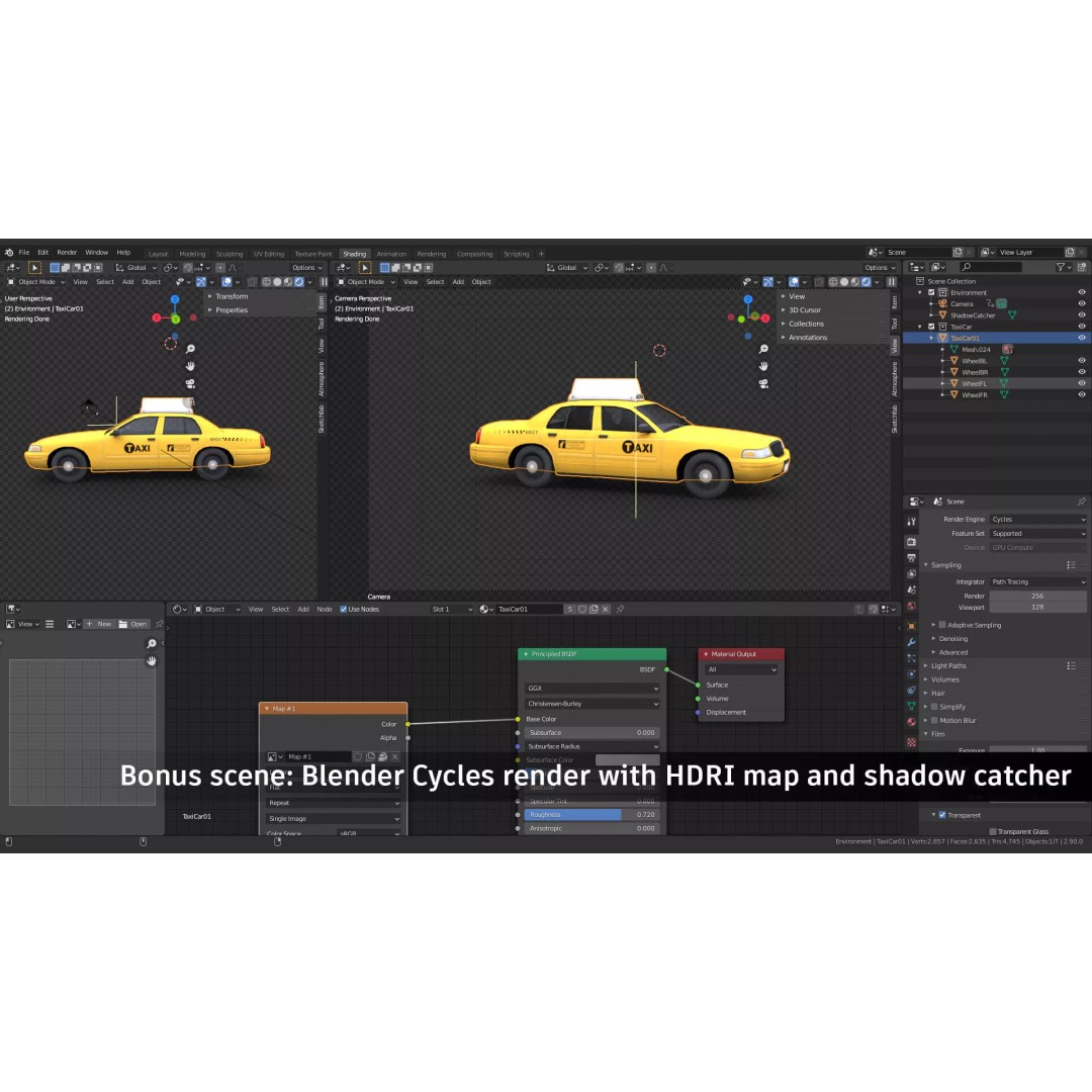 New York Taxi Car 3D Model – Low Poly Game Asset, FBX, Unity, Unreal - View 8