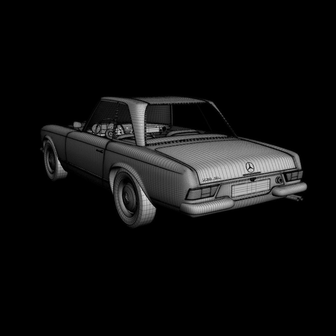 Mercedes 230SL Pagoda 3D Model – High Poly Antique Car, FBX, OBJ