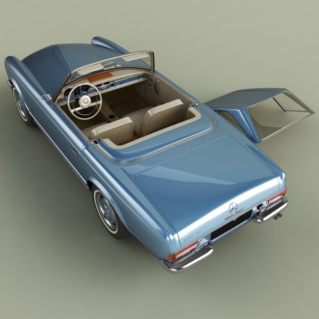 Mercedes 230SL Pagoda 3D Model – High Poly Antique Car, FBX, OBJ - View 10