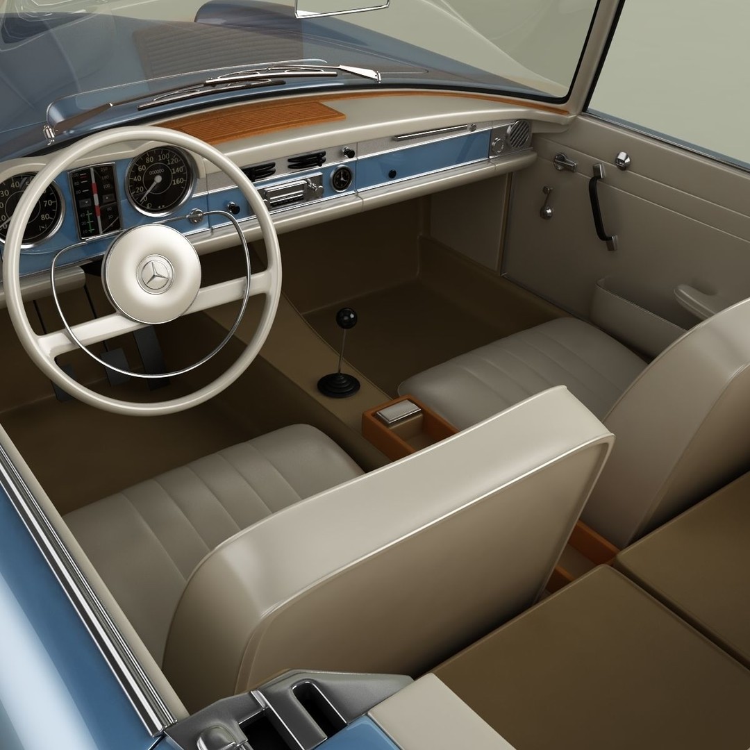 Mercedes 230SL Pagoda 3D Model – High Poly Antique Car, FBX, OBJ - View 11