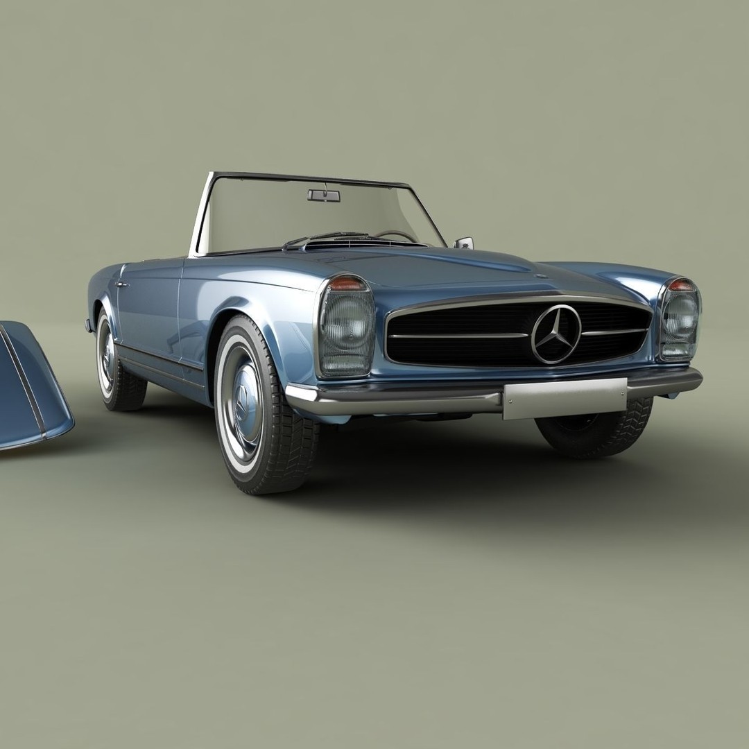 Mercedes 230SL Pagoda 3D Model – High Poly Antique Car, FBX, OBJ - View 12