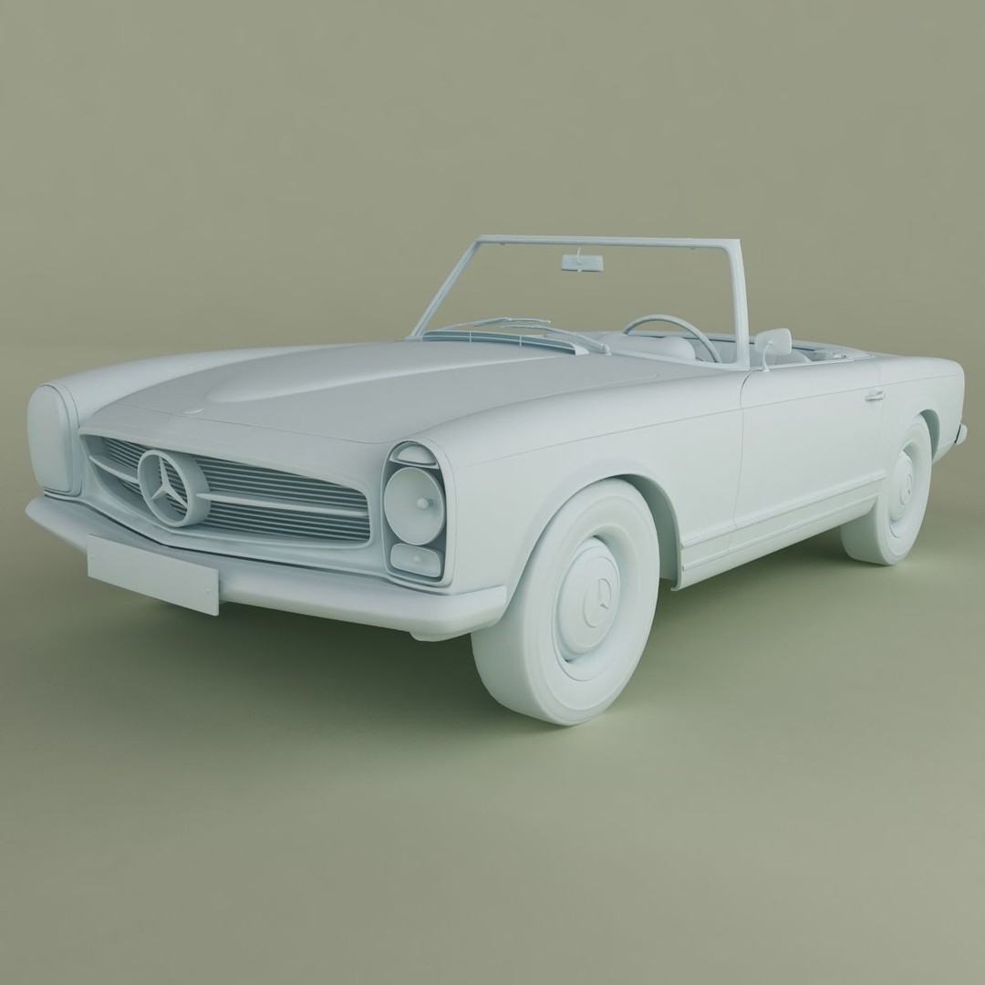 Mercedes 230SL Pagoda 3D Model – High Poly Antique Car, FBX, OBJ - View 13