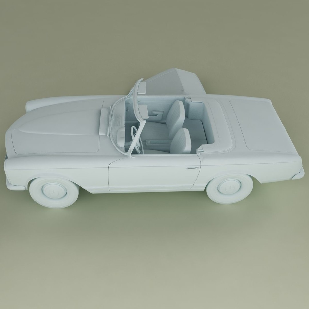 Mercedes 230SL Pagoda 3D Model – High Poly Antique Car, FBX, OBJ - View 14