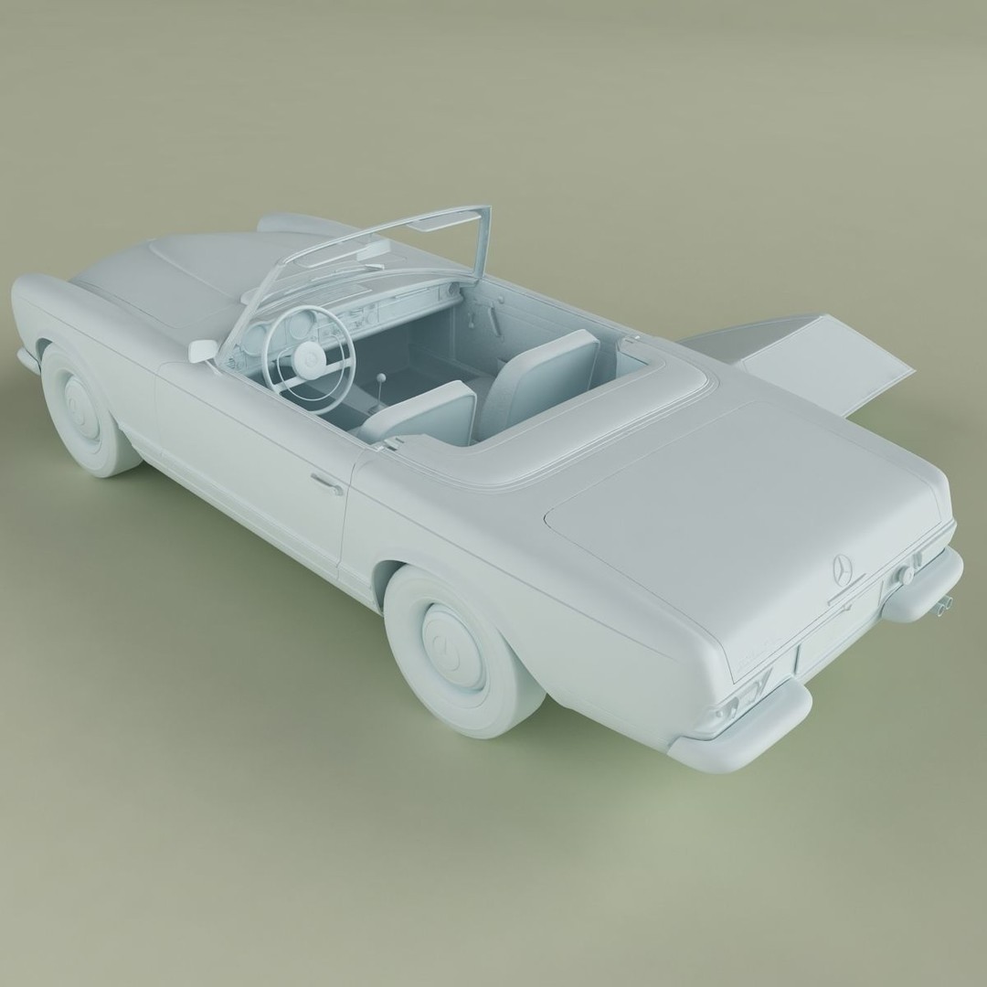 Mercedes 230SL Pagoda 3D Model – High Poly Antique Car, FBX, OBJ - View 15