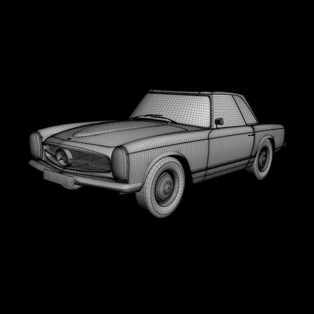 Mercedes 230SL Pagoda 3D Model – High Poly Antique Car, FBX, OBJ - View 17