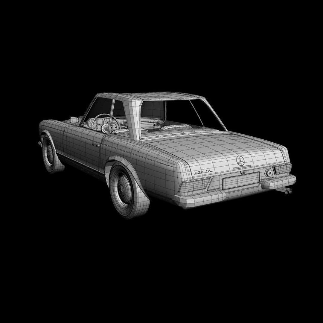Mercedes 230SL Pagoda 3D Model – High Poly Antique Car, FBX, OBJ - View 18