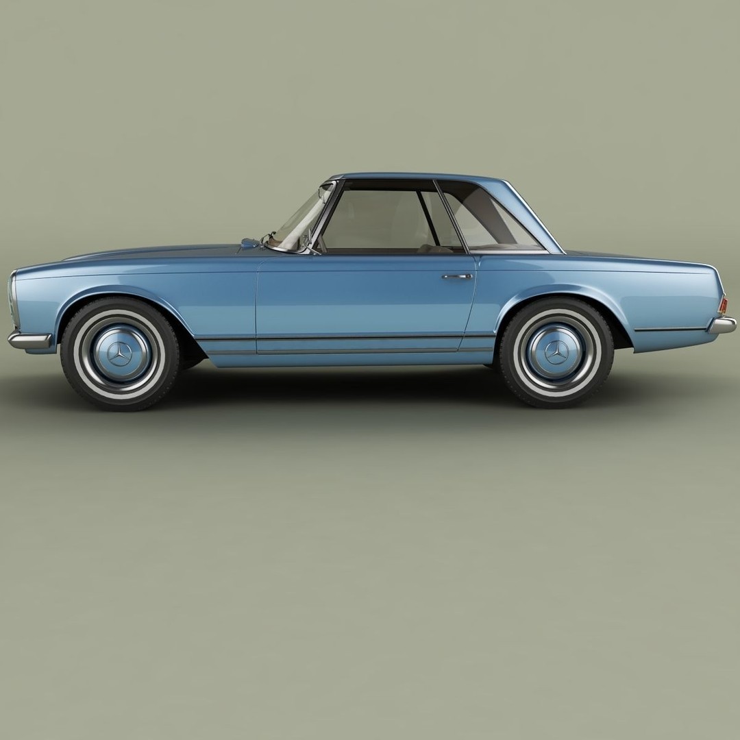 Mercedes 230SL Pagoda 3D Model – High Poly Antique Car, FBX, OBJ - View 3
