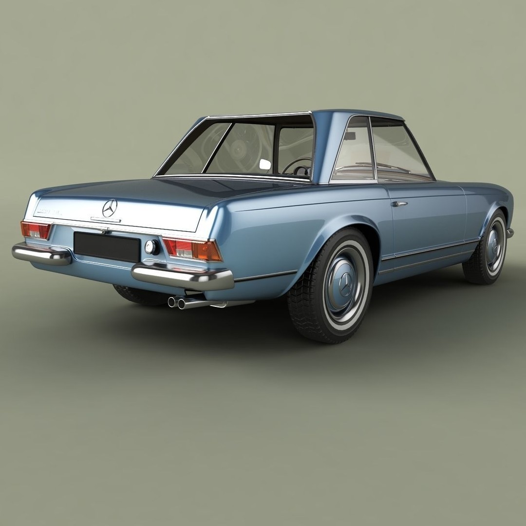 Mercedes 230SL Pagoda 3D Model – High Poly Antique Car, FBX, OBJ - View 4