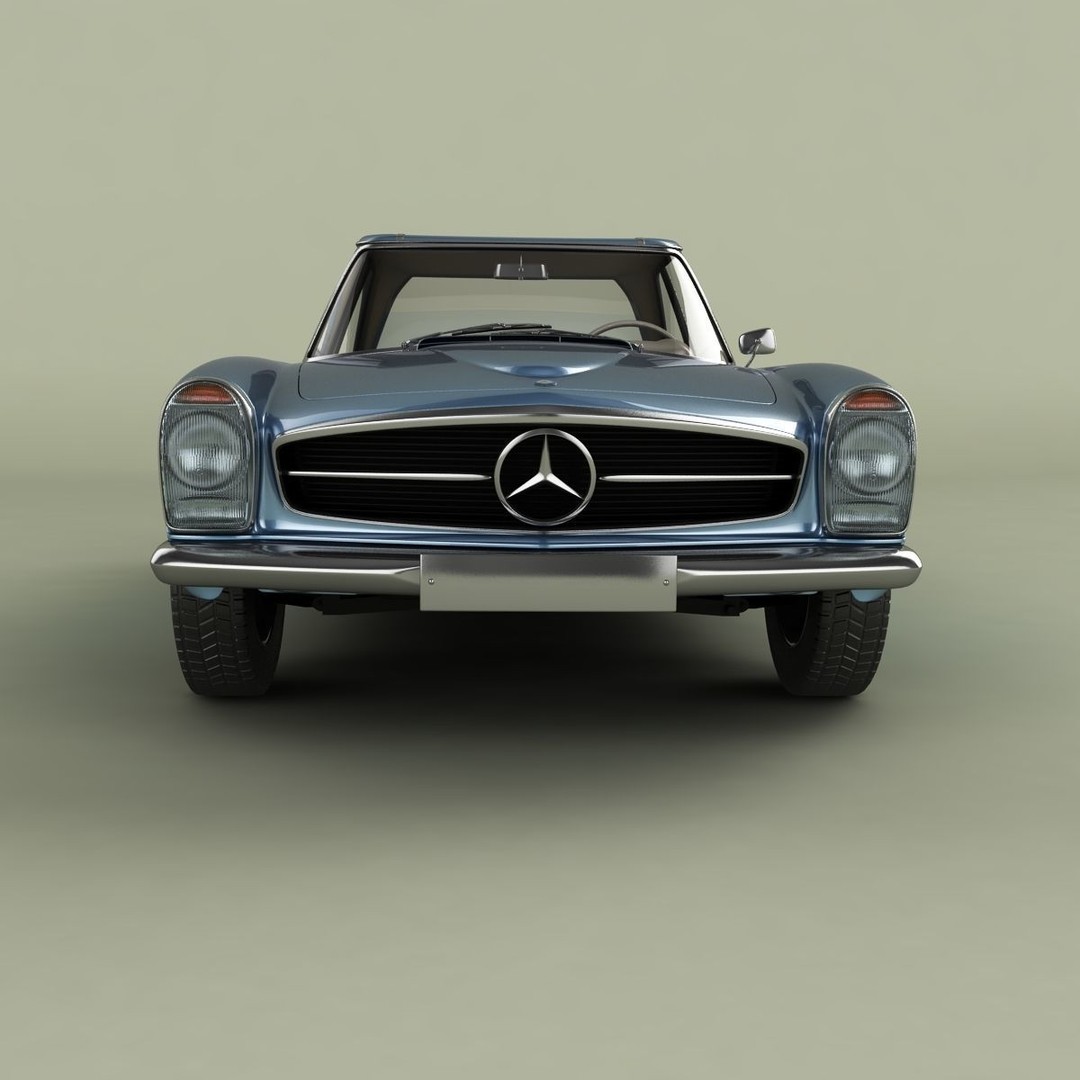Mercedes 230SL Pagoda 3D Model – High Poly Antique Car, FBX, OBJ - View 6