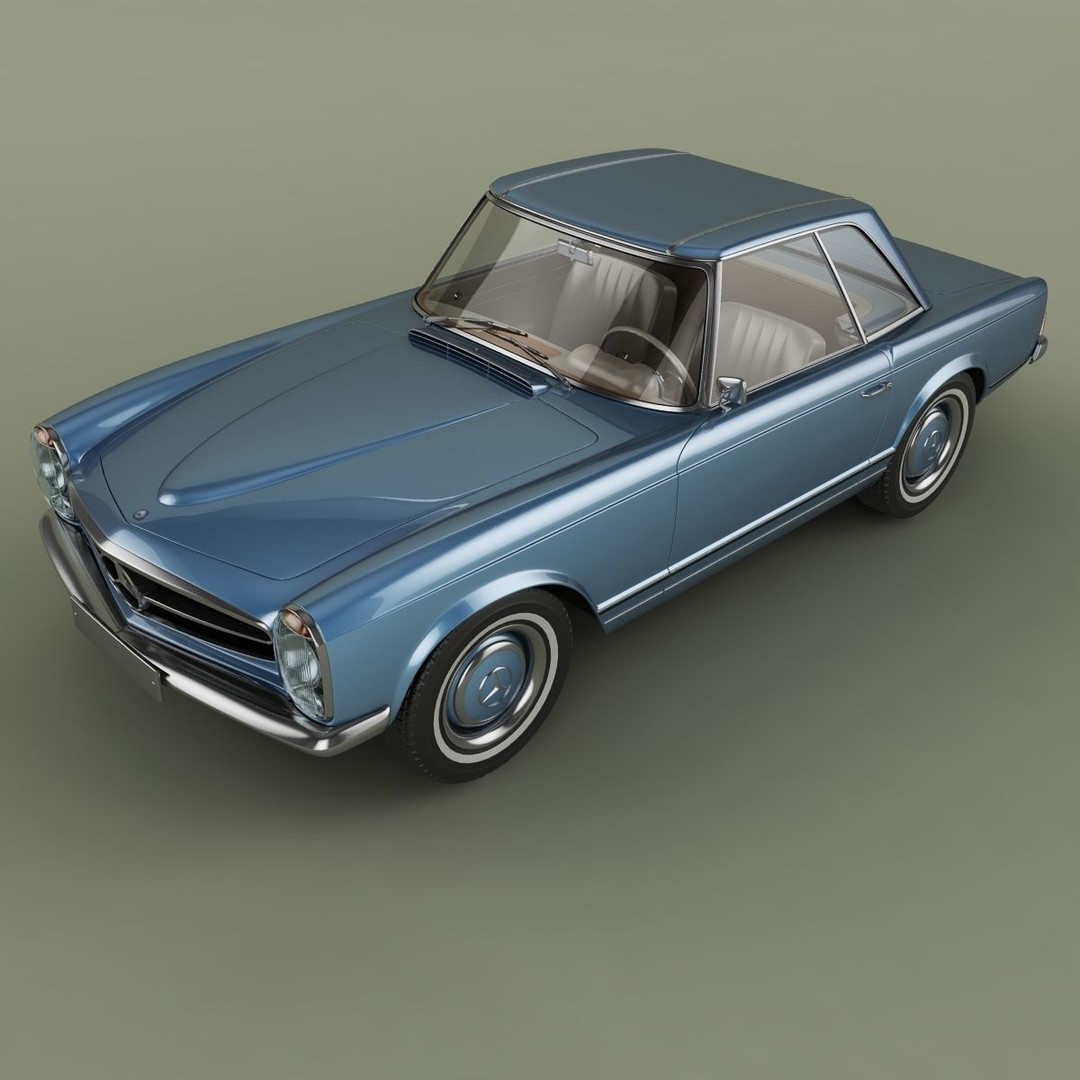 Mercedes 230SL Pagoda 3D Model – High Poly Antique Car, FBX, OBJ - View 7