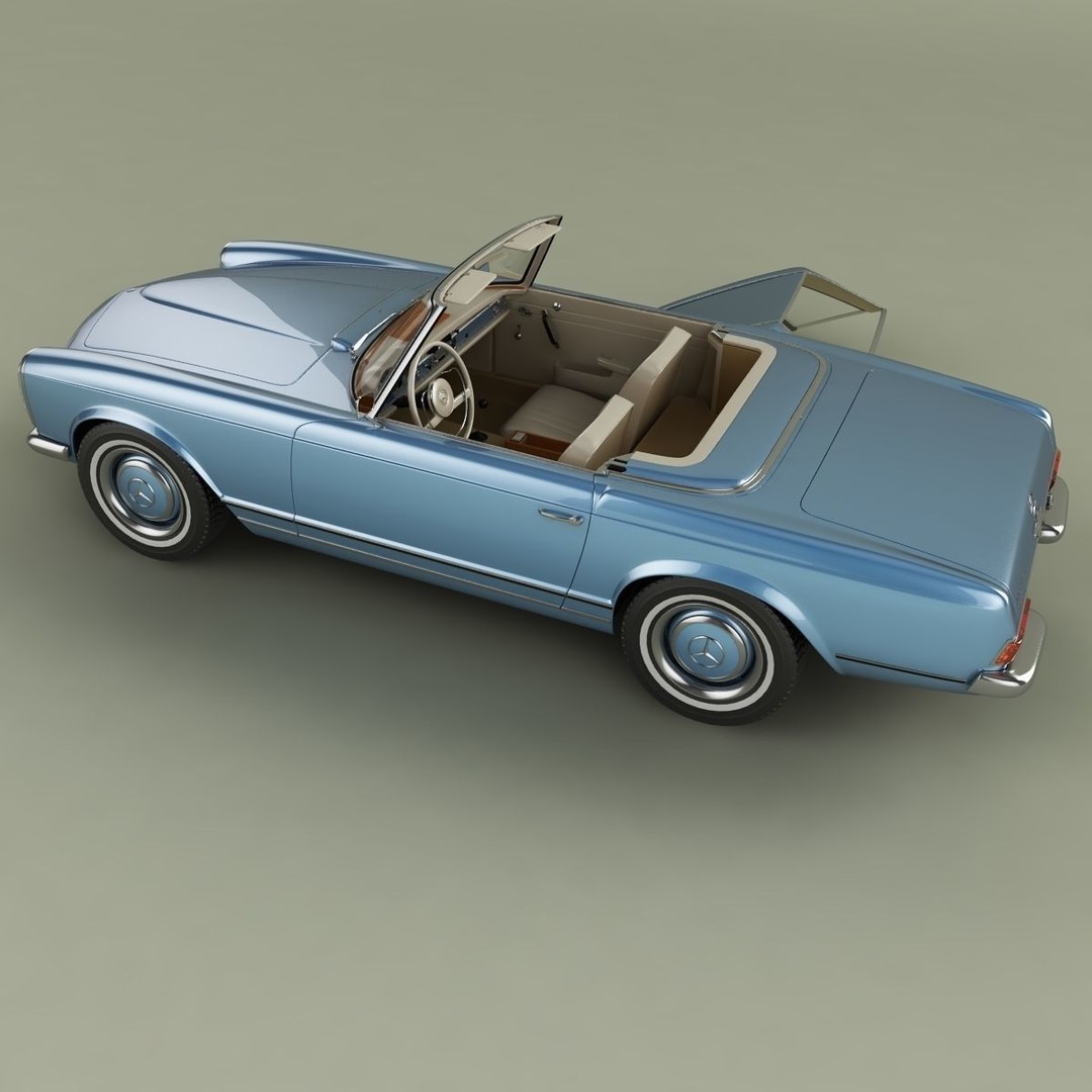 Mercedes 230SL Pagoda 3D Model – High Poly Antique Car, FBX, OBJ - View 9