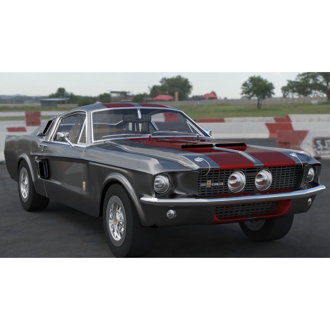 Shelby GT500 1967 3D Model – Low Poly Game Asset, FBX, Rigged - View 19
