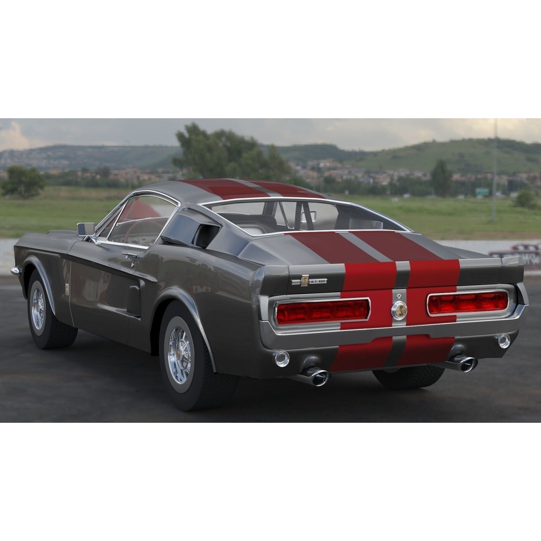 Shelby GT500 1967 3D Model – Low Poly Game Asset, FBX, Rigged - View 20