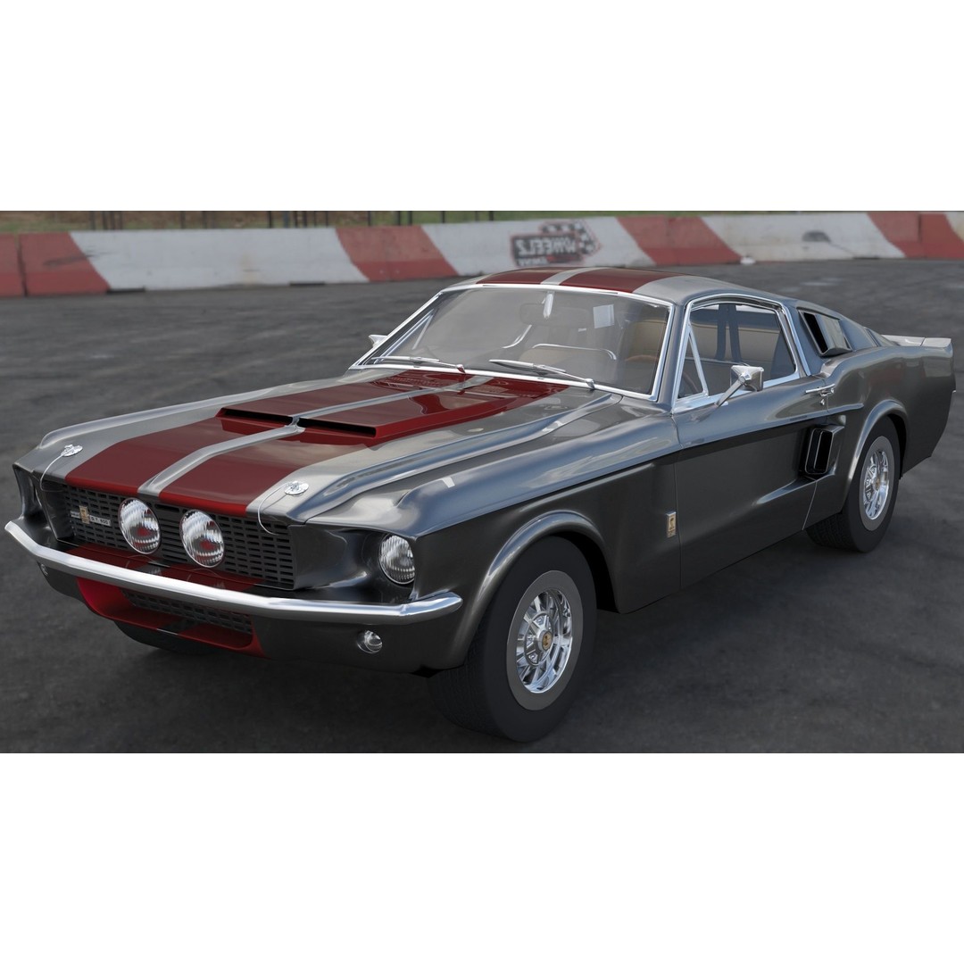 Shelby GT500 1967 3D Model – Low Poly Game Asset, FBX, Rigged - View 21