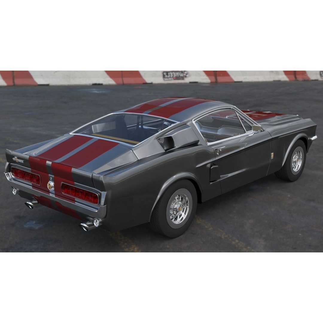 Shelby GT500 1967 3D Model – Low Poly Game Asset, FBX, Rigged - View 23