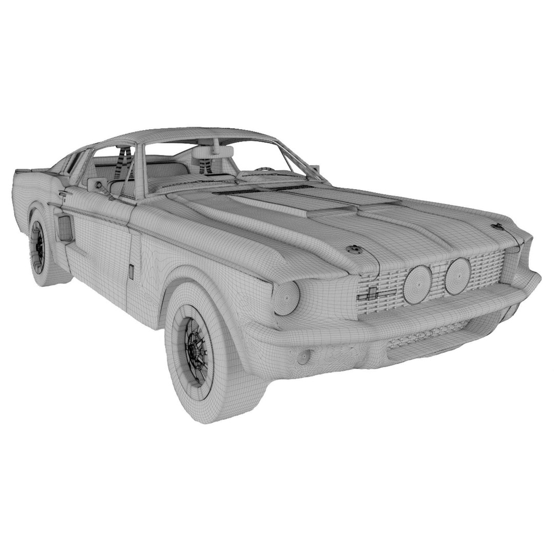 Shelby GT500 1967 3D Model – Low Poly Game Asset, FBX, Rigged - View 24