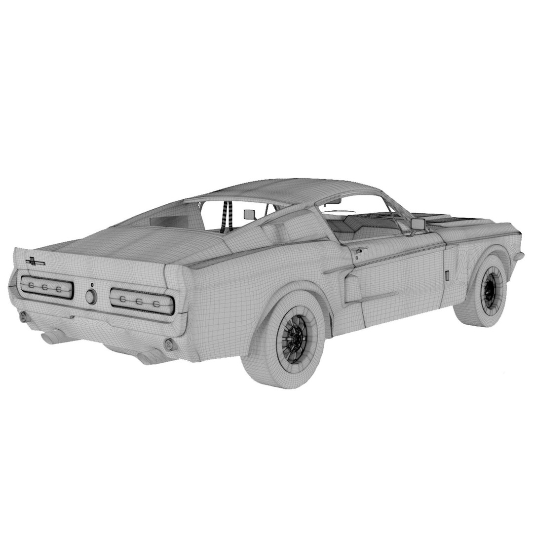 Shelby GT500 1967 3D Model – Low Poly Game Asset, FBX, Rigged - View 25