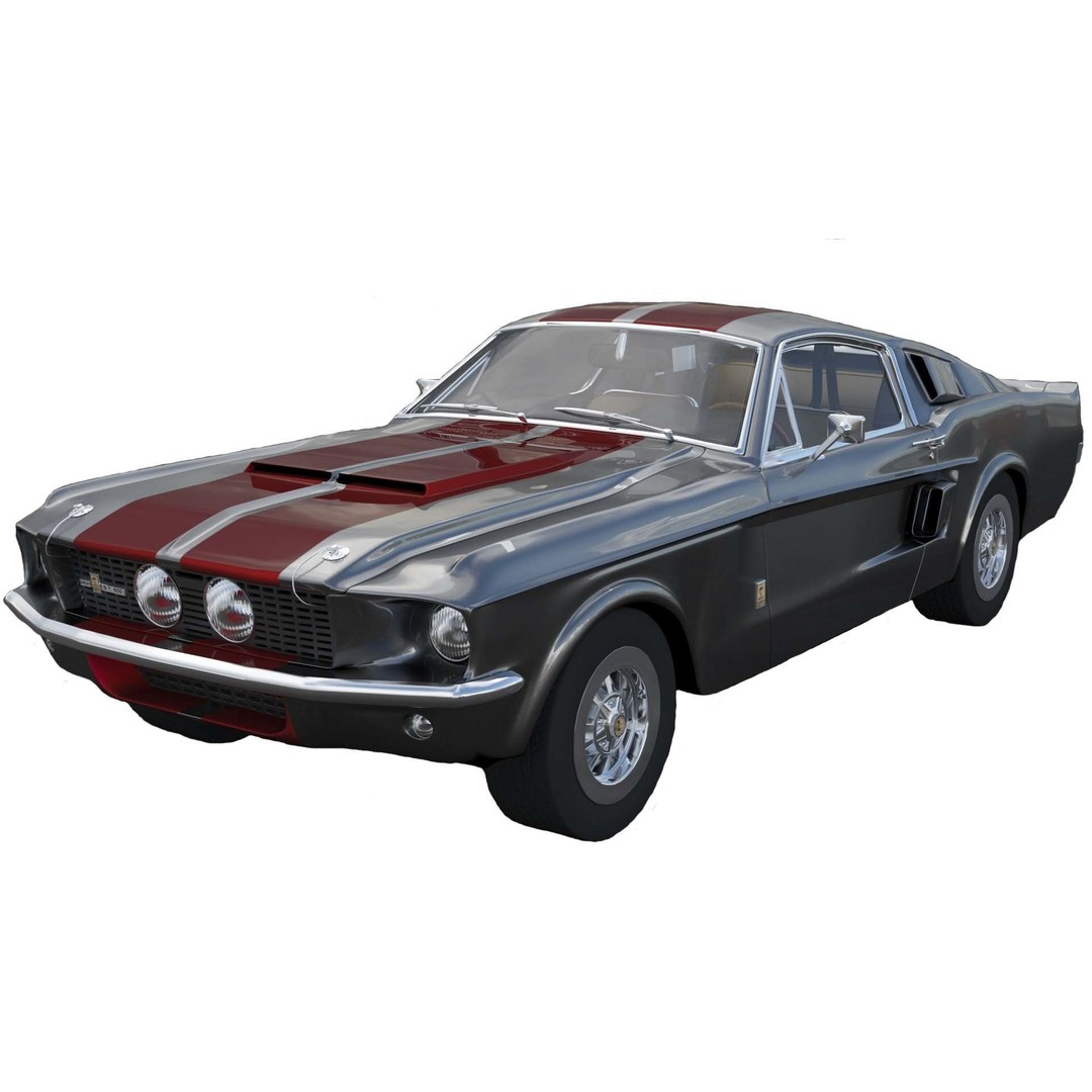 Shelby GT500 1967 3D Model – Low Poly Game Asset, FBX, Rigged - View 3
