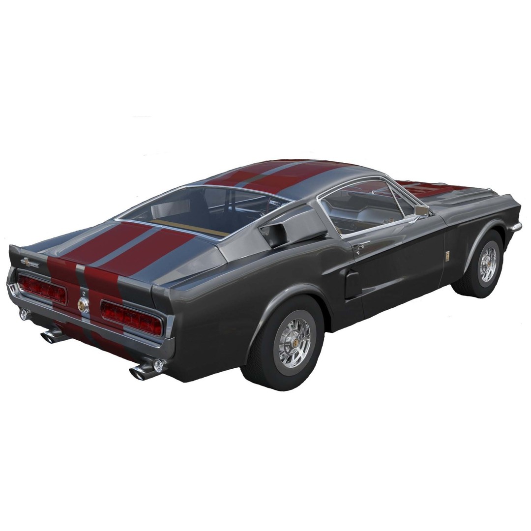 Shelby GT500 1967 3D Model – Low Poly Game Asset, FBX, Rigged - View 4