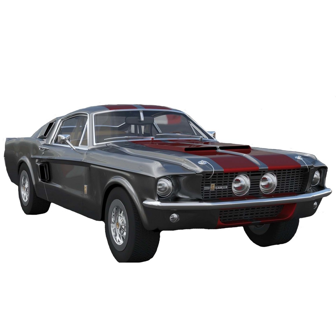 Shelby GT500 1967 3D Model – Low Poly Game Asset, FBX, Rigged - View 5