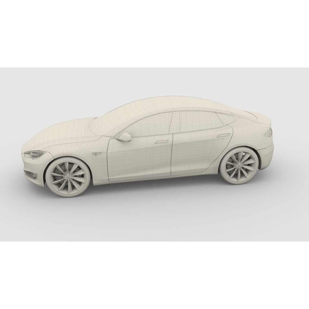 Tesla Model S 2016 3D Model – High Poly PBR Asset, Blender, FBX, OBJ - View 26