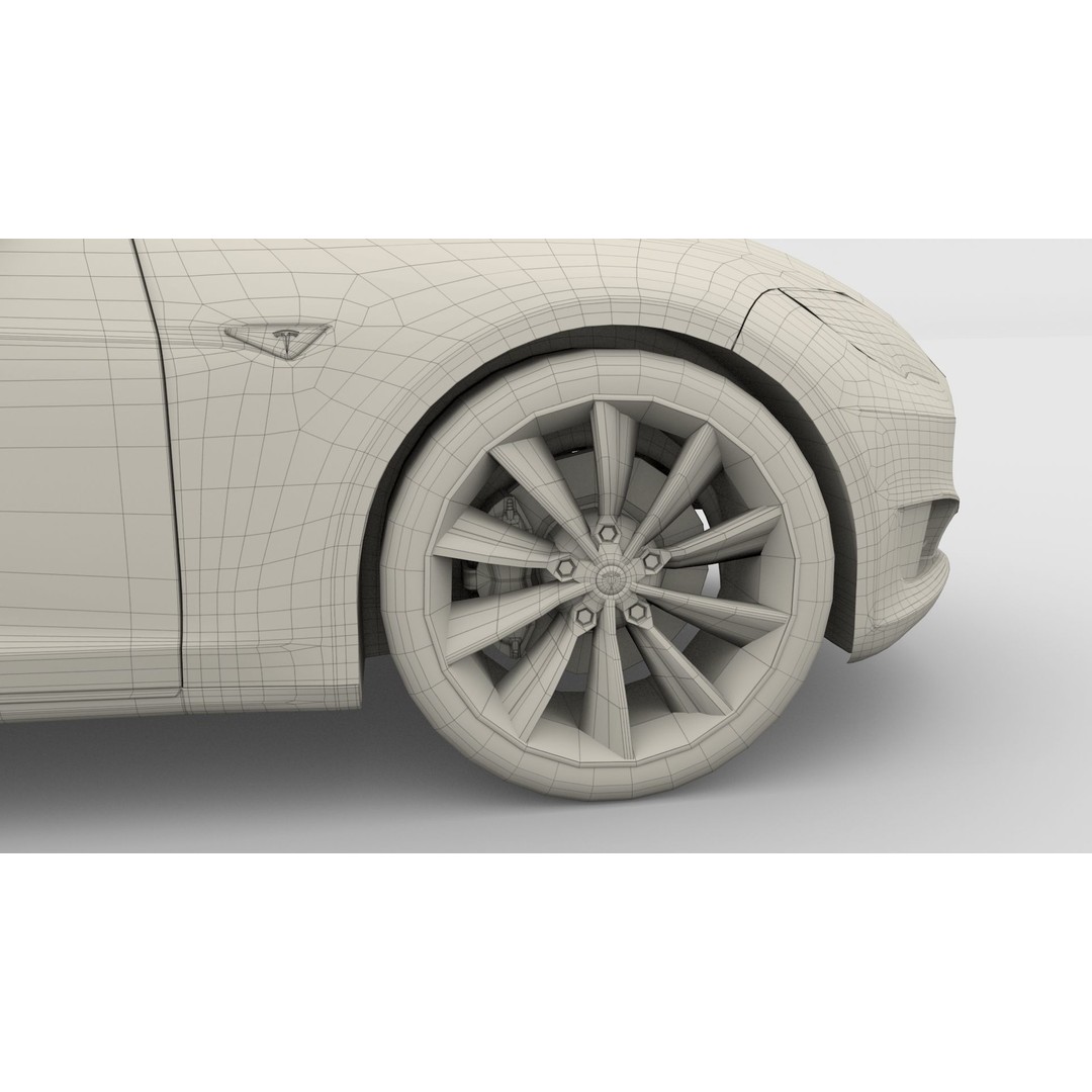 Tesla Model S 2016 3D Model – High Poly PBR Asset, Blender, FBX, OBJ - View 35
