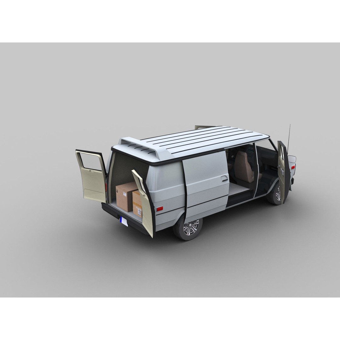 GMC Van 3D Model – Low Poly Vehicle Asset, FBX, OBJ