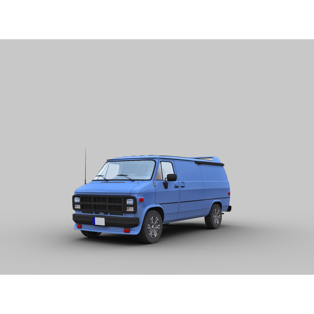 GMC Van 3D Model – Low Poly Vehicle Asset, FBX, OBJ - View 10