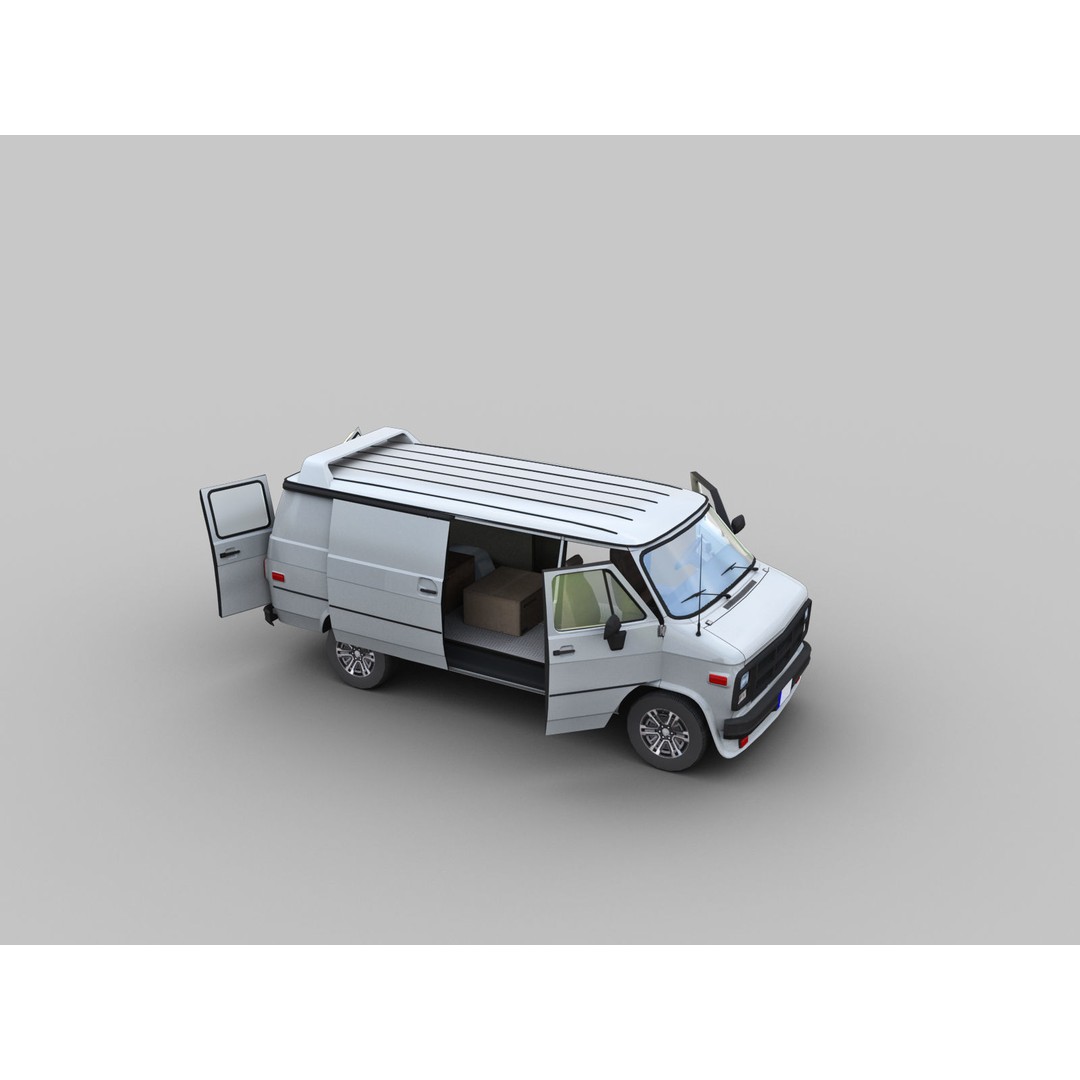 GMC Van 3D Model – Low Poly Vehicle Asset, FBX, OBJ - View 11