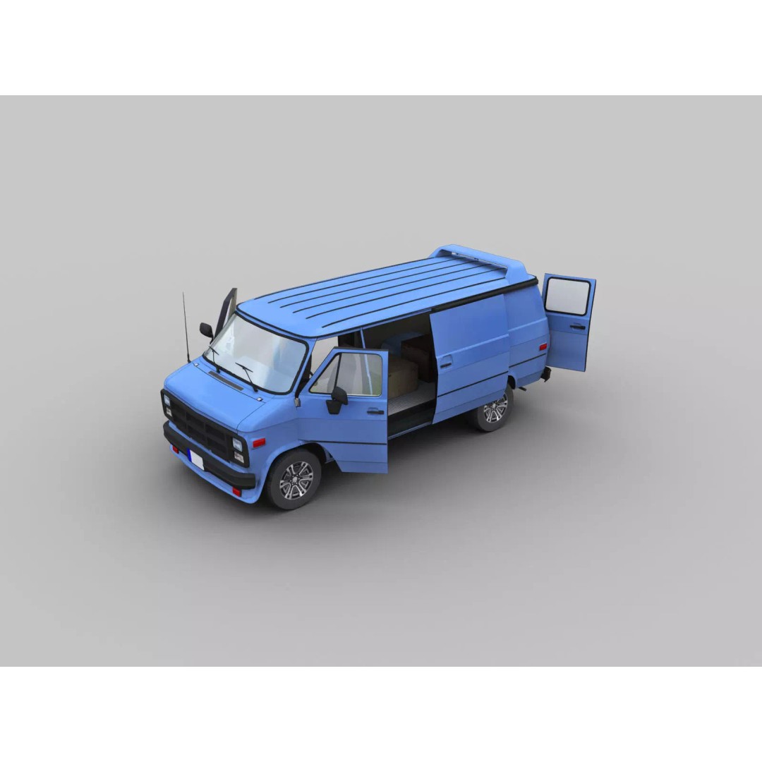 GMC Van 3D Model – Low Poly Vehicle Asset, FBX, OBJ - View 2