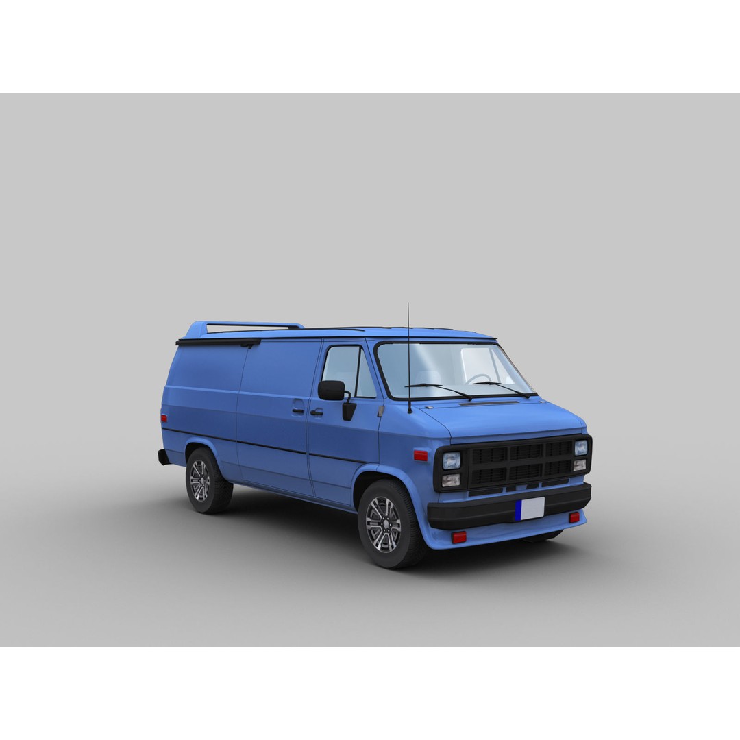 GMC Van 3D Model – Low Poly Vehicle Asset, FBX, OBJ - View 3