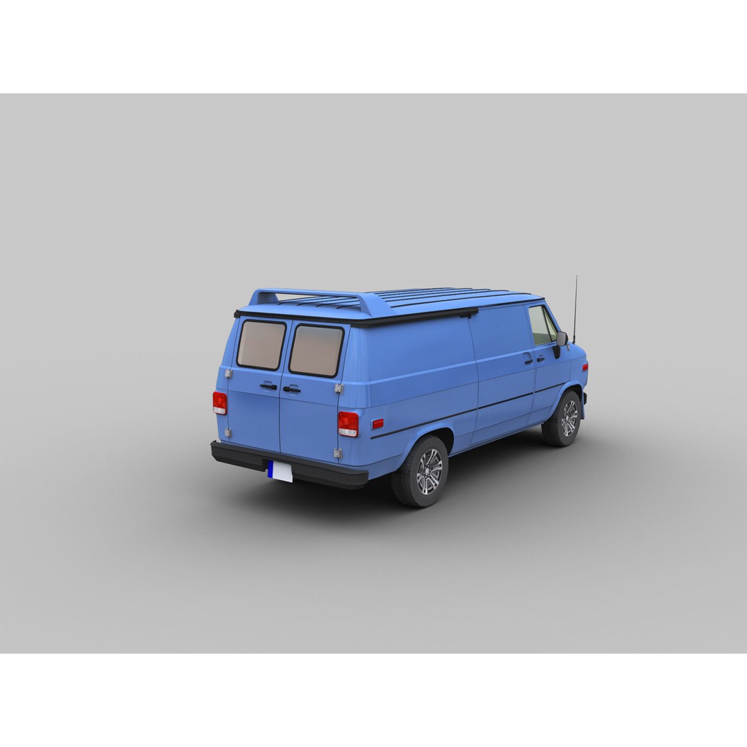 GMC Van 3D Model – Low Poly Vehicle Asset, FBX, OBJ - View 4