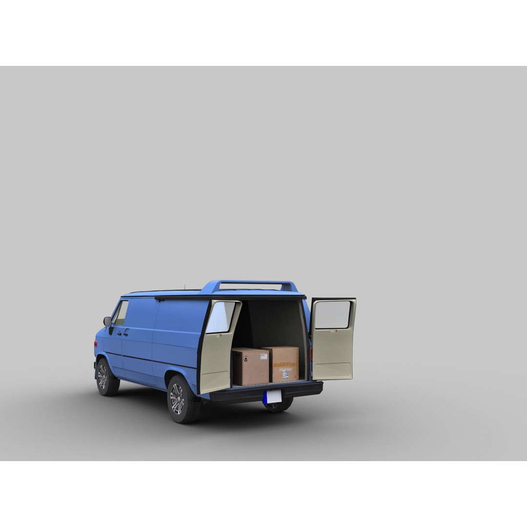 GMC Van 3D Model – Low Poly Vehicle Asset, FBX, OBJ - View 6