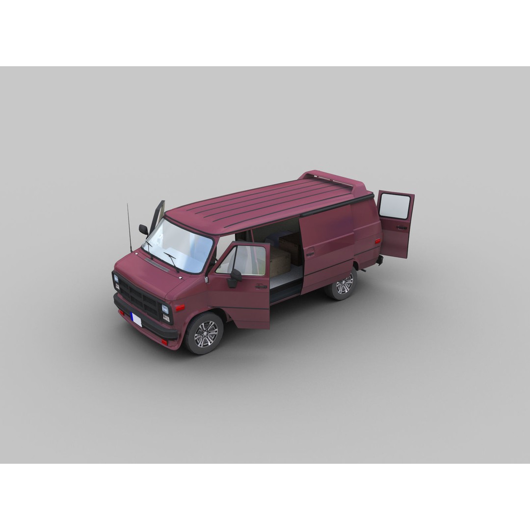 GMC Van 3D Model – Low Poly Vehicle Asset, FBX, OBJ - View 8