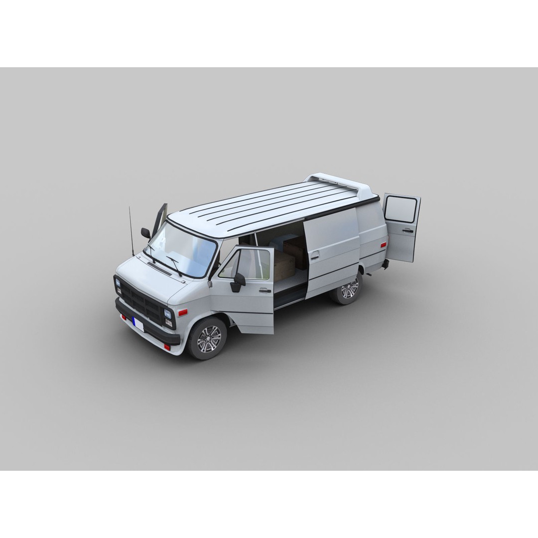 GMC Van 3D Model – Low Poly Vehicle Asset, FBX, OBJ - View 9