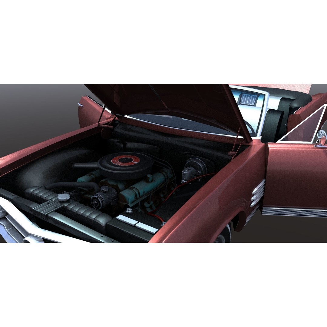 1964 Buick Convertible 3D Model – Classic Antique Car, Rigged - View 15