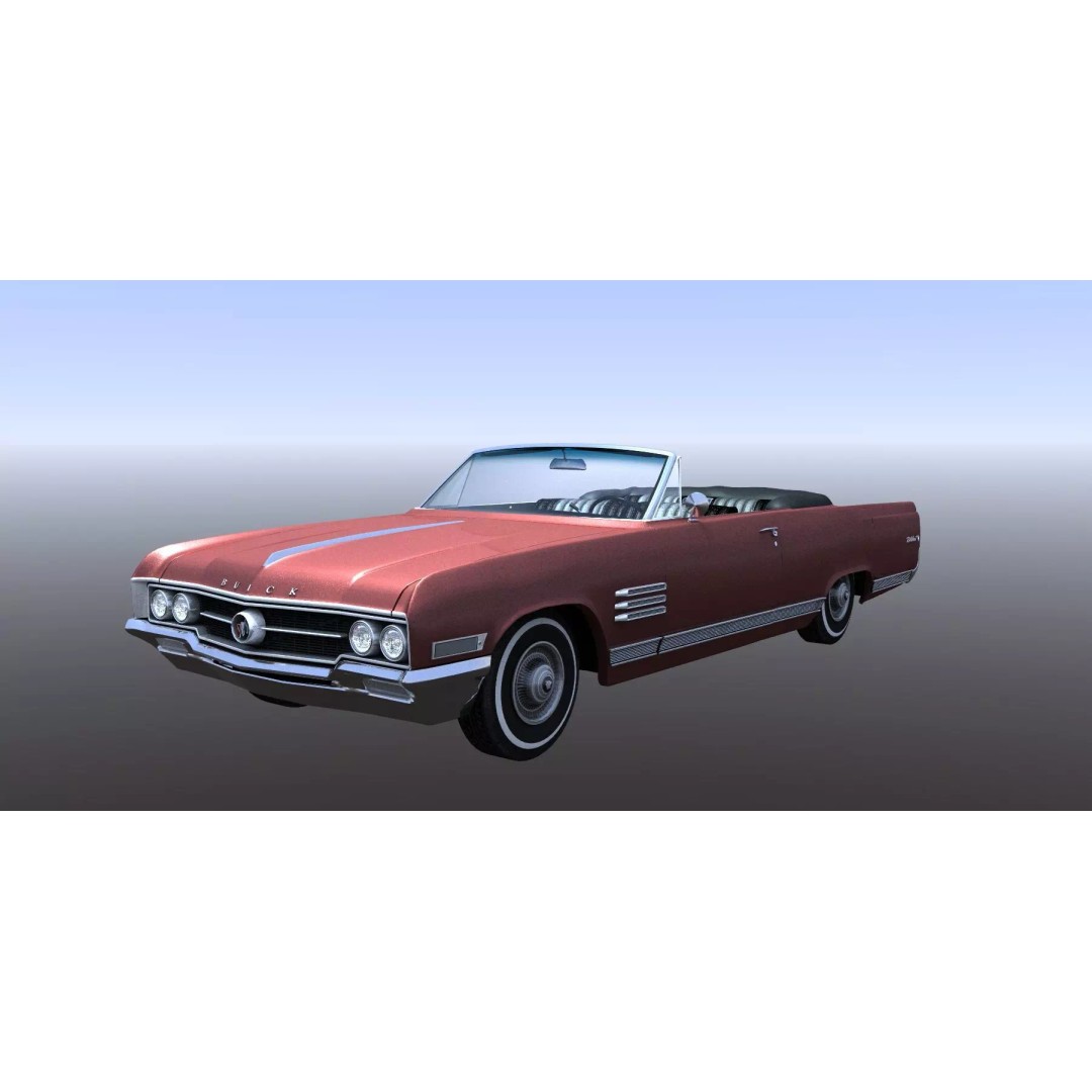 1964 Buick Convertible 3D Model – Classic Antique Car, Rigged - View 2