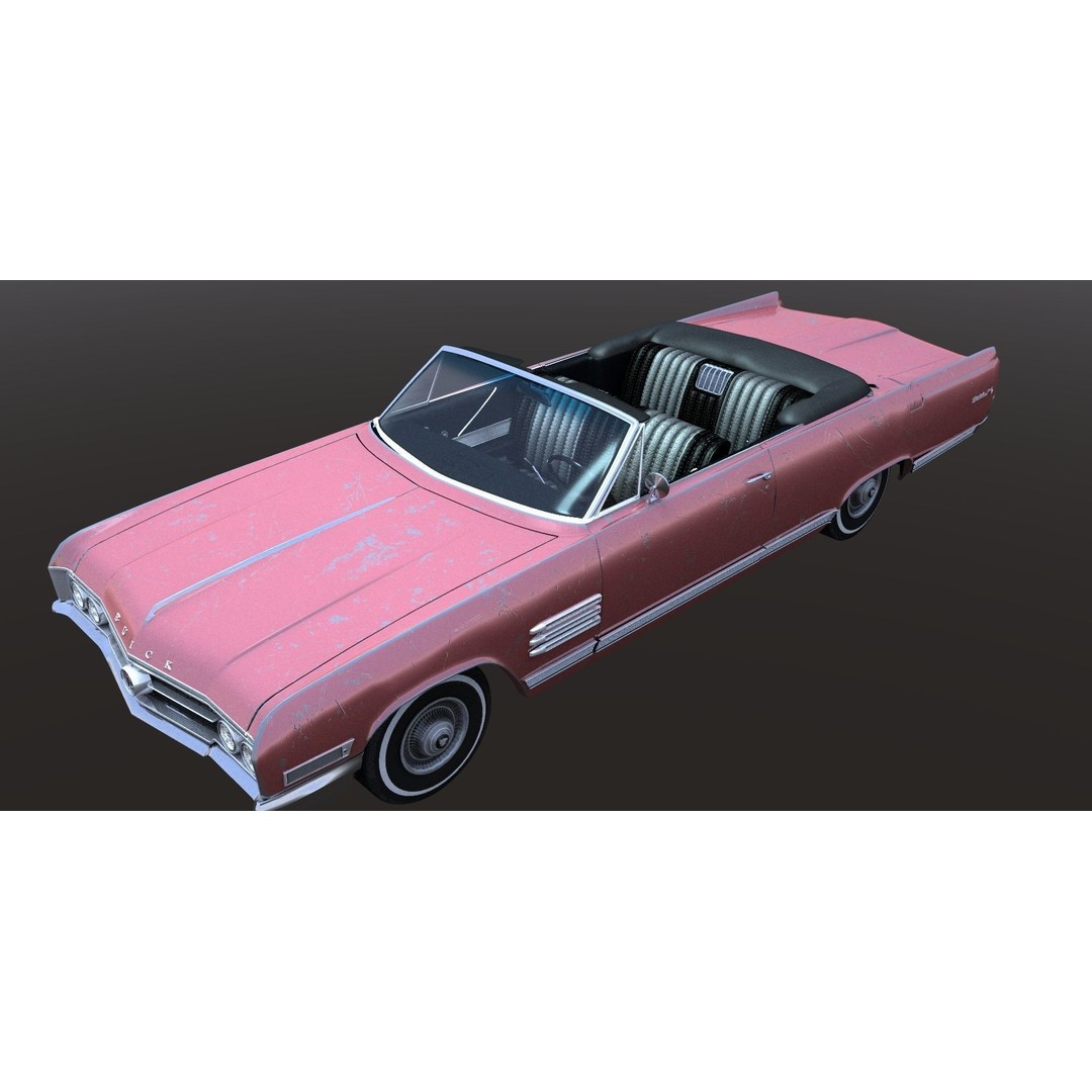 1964 Buick Convertible 3D Model – Classic Antique Car, Rigged - View 28