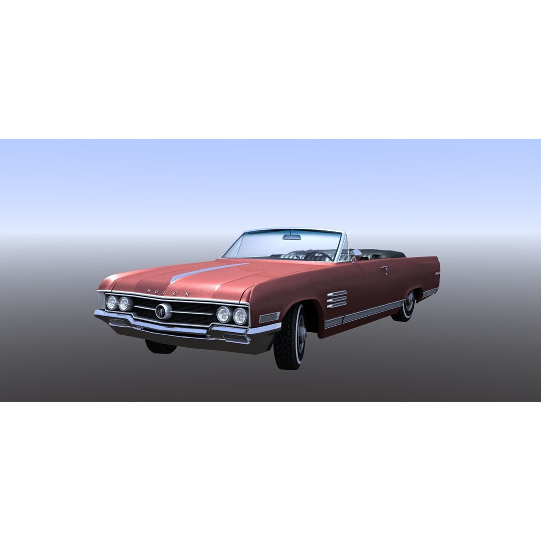 1964 Buick Convertible 3D Model – Classic Antique Car, Rigged - View 3