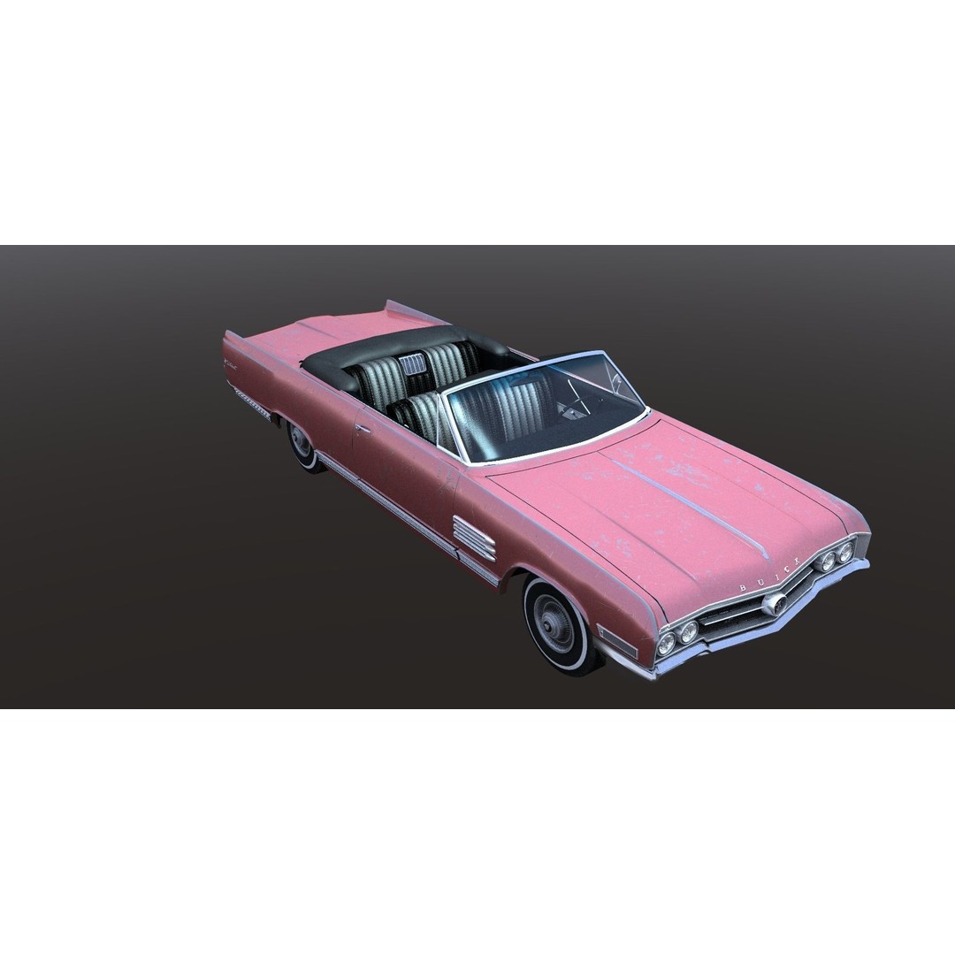 1964 Buick Convertible 3D Model – Classic Antique Car, Rigged - View 30