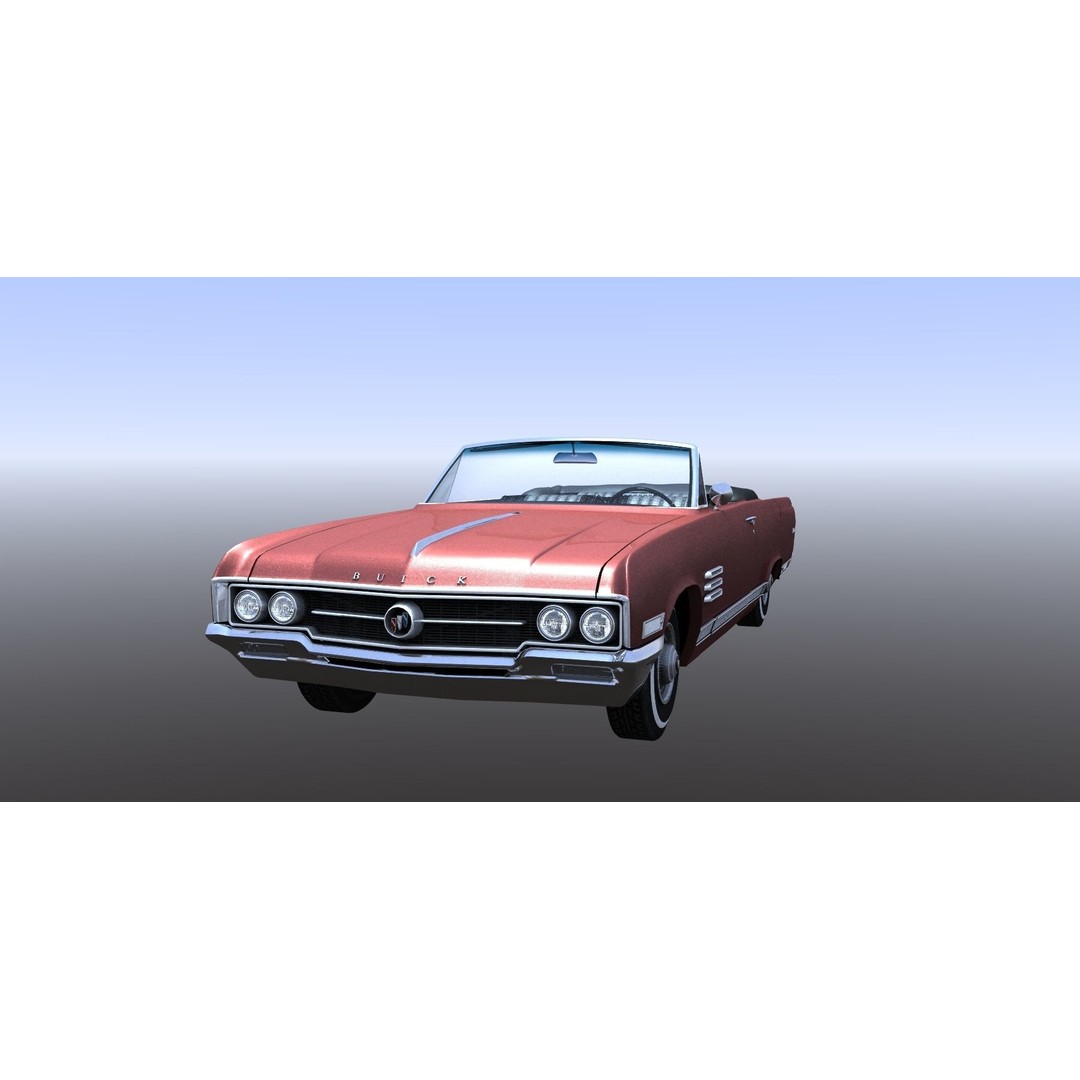 1964 Buick Convertible 3D Model – Classic Antique Car, Rigged - View 4
