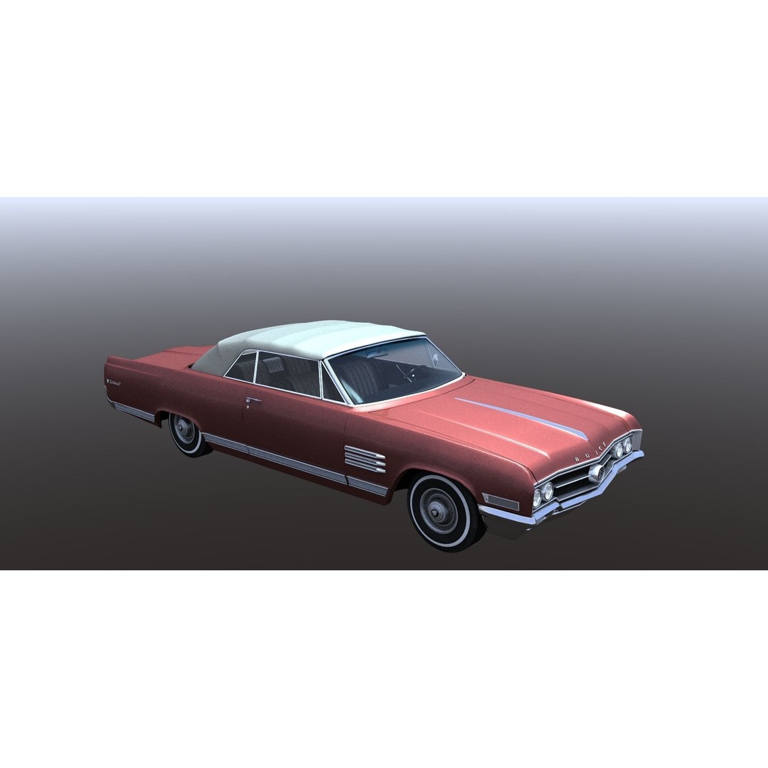 1964 Buick Convertible 3D Model – Classic Antique Car, Rigged - View 41