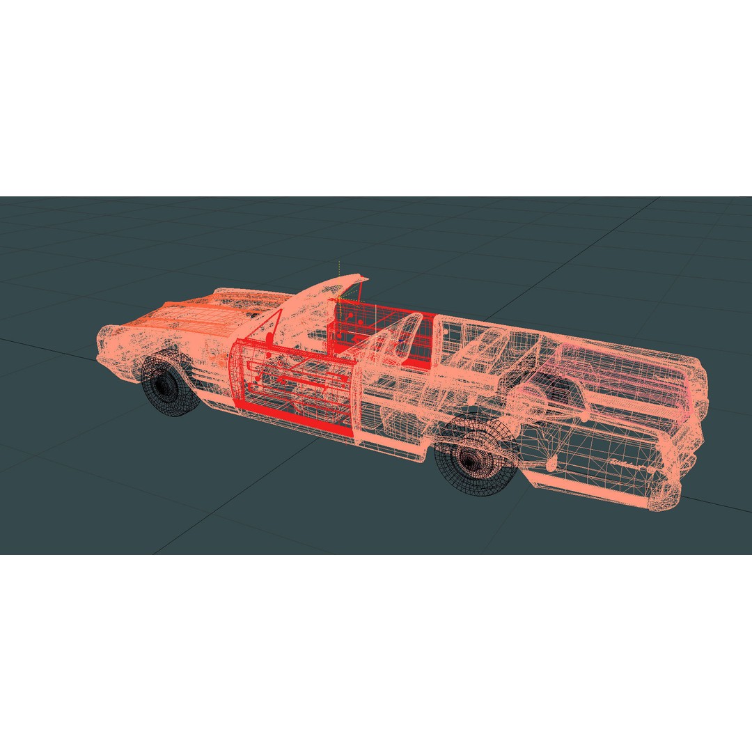 1964 Buick Convertible 3D Model – Classic Antique Car, Rigged - View 48