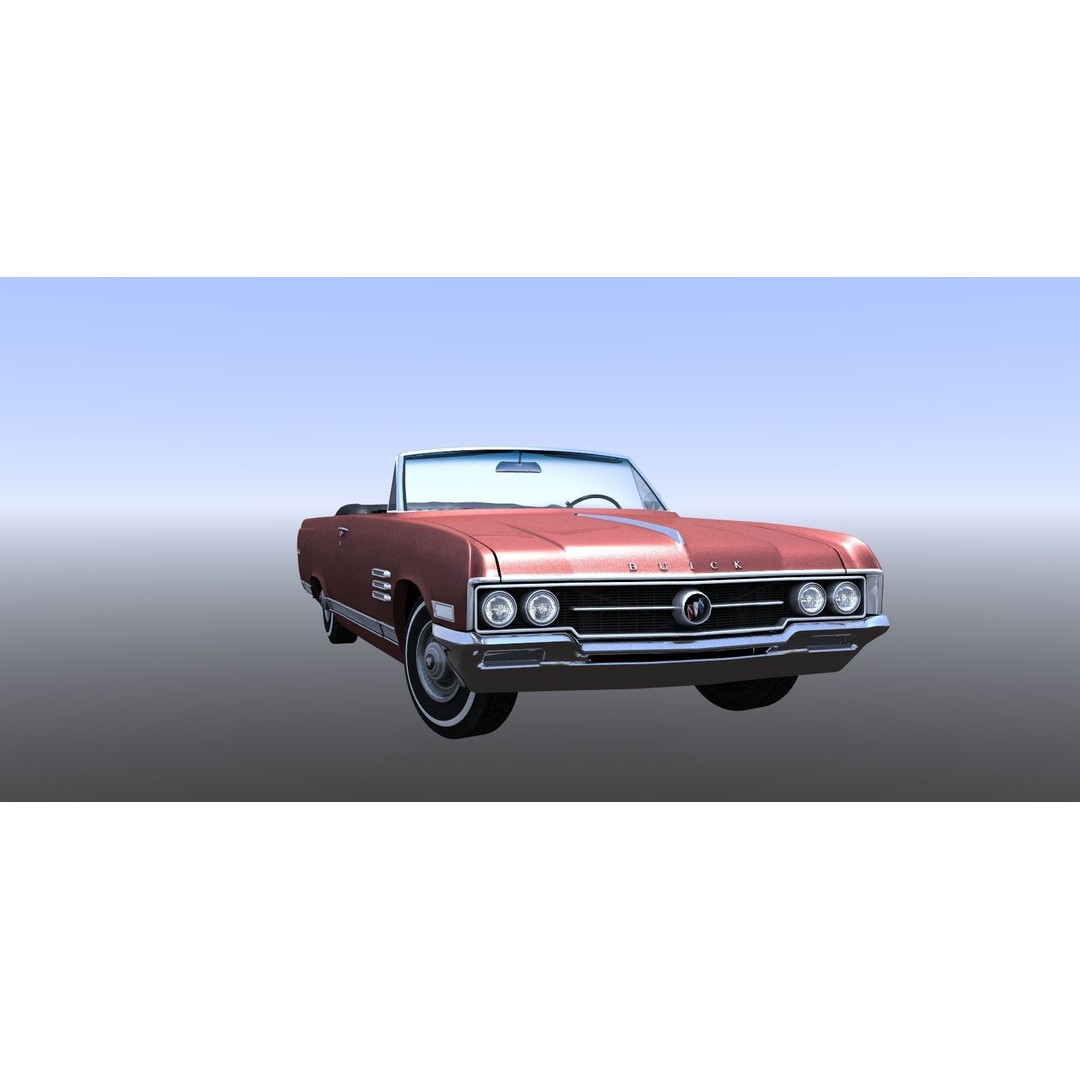 1964 Buick Convertible 3D Model – Classic Antique Car, Rigged - View 6