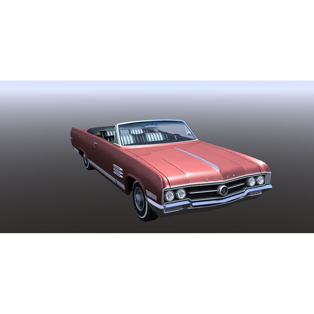 1964 Buick Convertible 3D Model – Classic Antique Car, Rigged - View 7