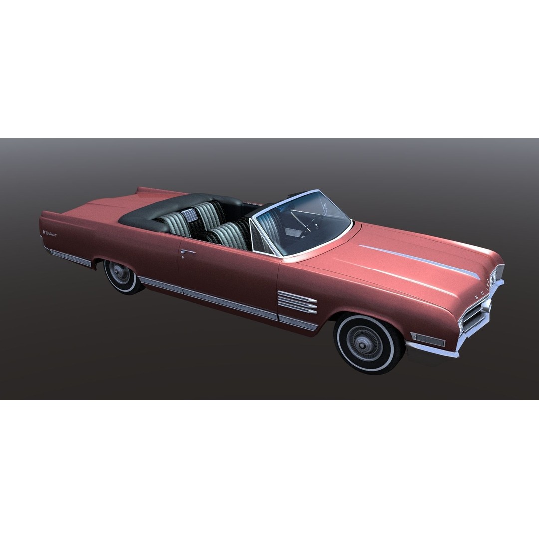 1964 Buick Convertible 3D Model – Classic Antique Car, Rigged - View 8