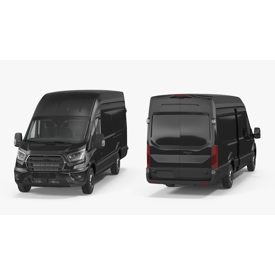 Cargo Van 3D Model – Modern Black LCV for Delivery Services, FBX - View 10