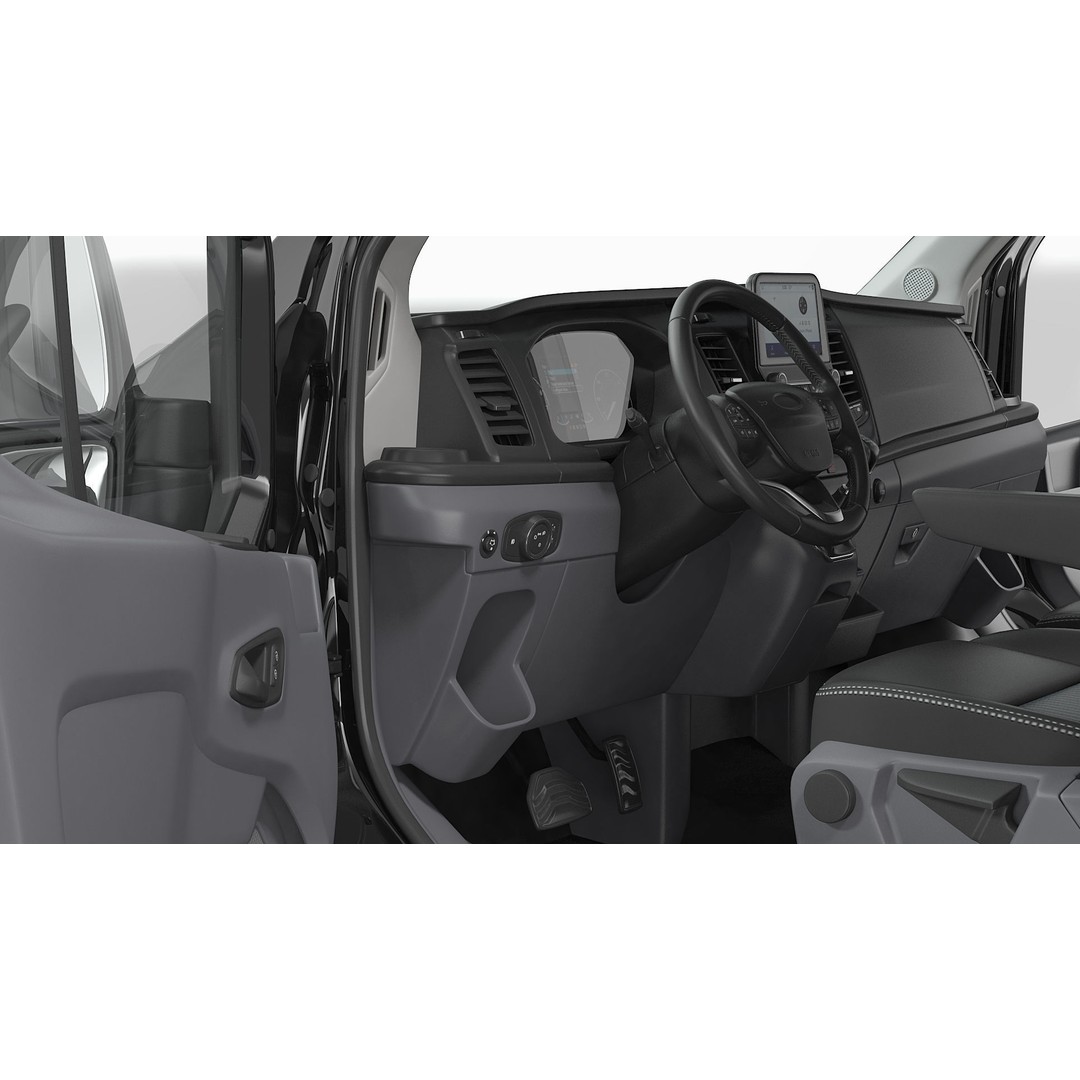 Cargo Van 3D Model – Modern Black LCV for Delivery Services, FBX - View 13
